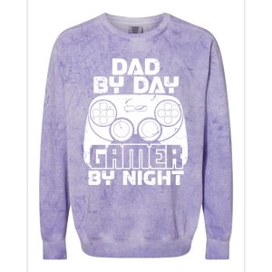 Gaming Games Fathers Day Dad By Day Gamer By Night Gift Colorblast Crewneck Sweatshirt