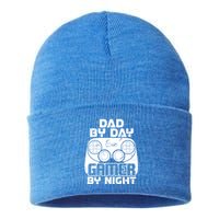 Gaming Games Fathers Day Dad By Day Gamer By Night Gift Sustainable Knit Beanie