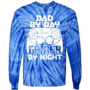 Gaming Games Fathers Day Dad By Day Gamer By Night Gift Tie-Dye Long Sleeve Shirt