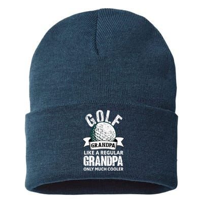 Golf Grandpa Funny Golfing Golfer Grandfather Sustainable Knit Beanie