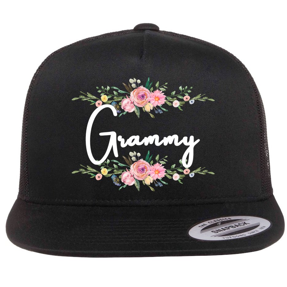 Grandmother Grammy Floral Cute Gift Flat Bill Trucker Hat