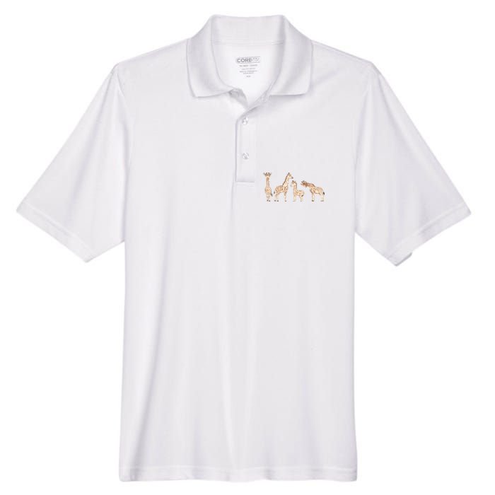 Giraffe Gift For Animal Love Men's Origin Performance Pique Polo