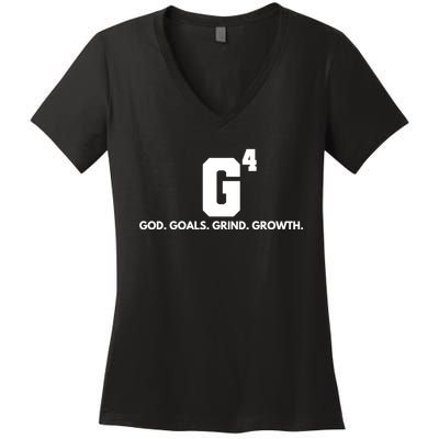 God Goals Grind Growth Women's V-Neck T-Shirt