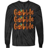 GOBBLE GOBBLE GOBBLE Thanksgiving Tie-Dye Long Sleeve Shirt