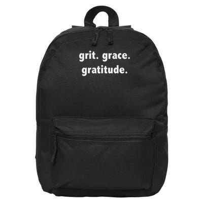 Grit Grace Gratitude Inspirational Message Phrase 16 in Basic Backpack