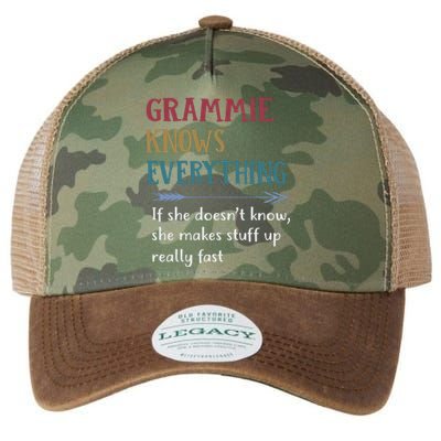 Grammie Grandma Gift Grammie Knows Everything Legacy Tie Dye Trucker Hat