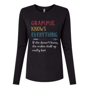 Grammie Grandma Gift Grammie Knows Everything Womens Cotton Relaxed Long Sleeve T-Shirt