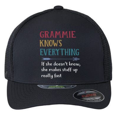 Grammie Grandma Gift Grammie Knows Everything Flexfit Unipanel Trucker Cap