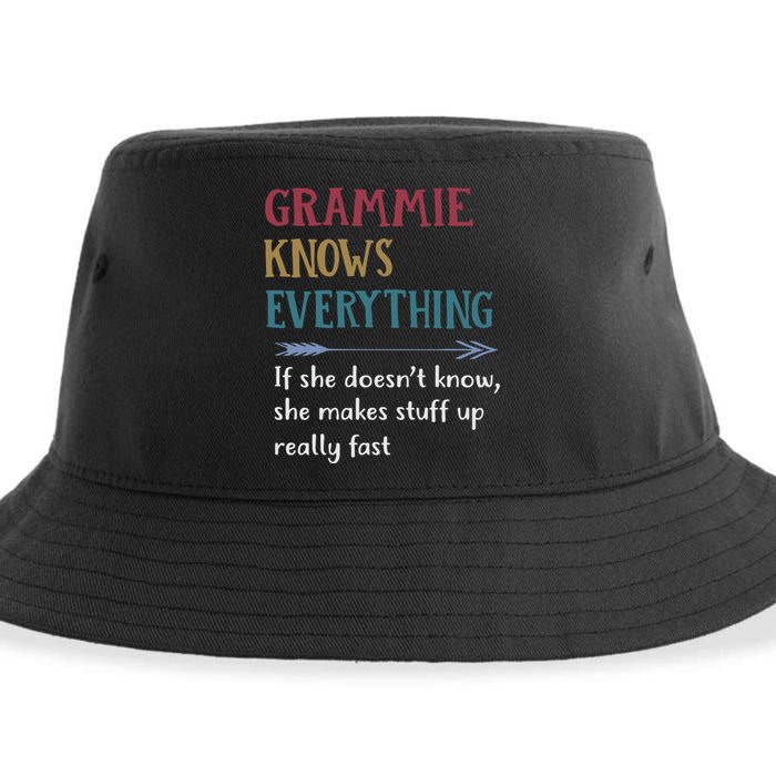 Grammie Grandma Gift Grammie Knows Everything Sustainable Bucket Hat