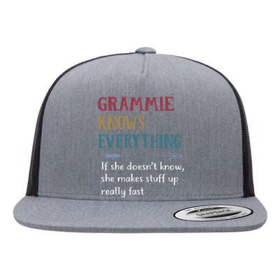 Grammie Grandma Gift Grammie Knows Everything Flat Bill Trucker Hat