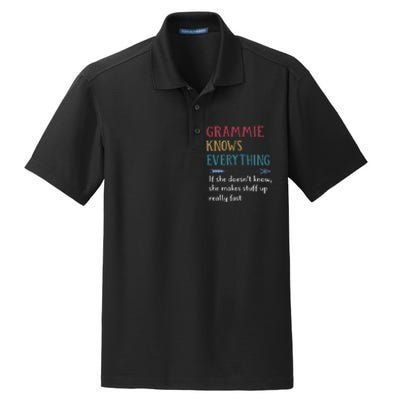 Grammie Grandma Gift Grammie Knows Everything Dry Zone Grid Polo