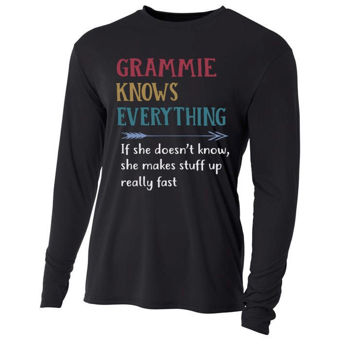 Grammie Grandma Gift Grammie Knows Everything Cooling Performance Long Sleeve Crew