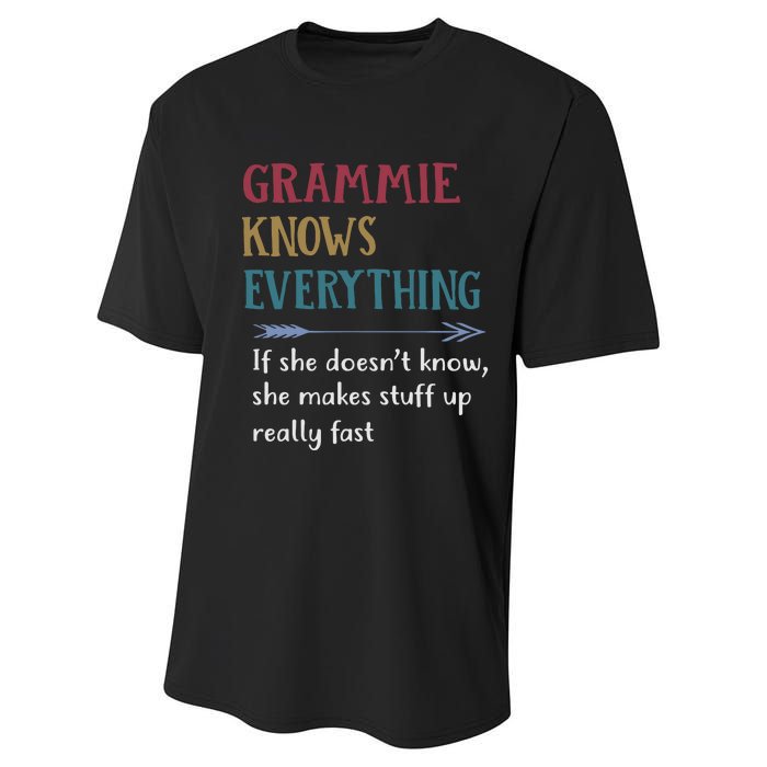 Grammie Grandma Gift Grammie Knows Everything Performance Sprint T-Shirt