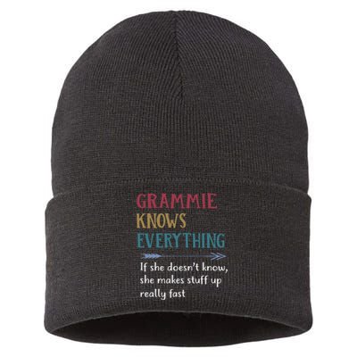 Grammie Grandma Gift Grammie Knows Everything Sustainable Knit Beanie