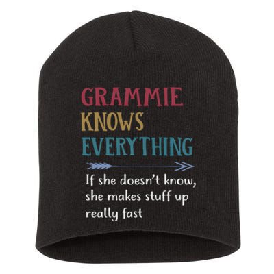 Grammie Grandma Gift Grammie Knows Everything Short Acrylic Beanie