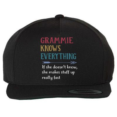 Grammie Grandma Gift Grammie Knows Everything Wool Snapback Cap