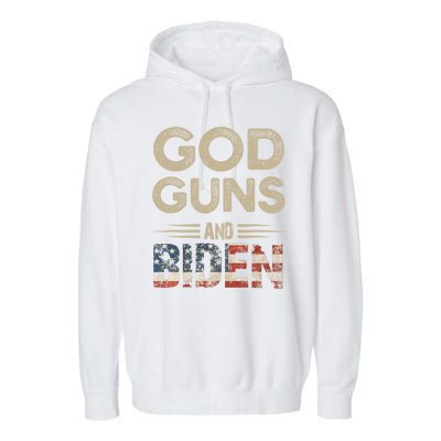 Great Gift God Guns And Biden Garment-Dyed Fleece Hoodie