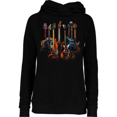 Guitars Guitarists Gift Womens Funnel Neck Pullover Hood