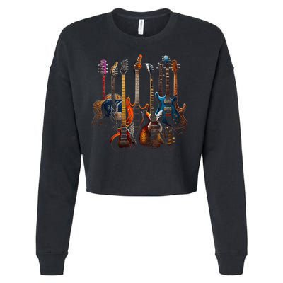 Guitars Guitarists Gift Cropped Pullover Crew