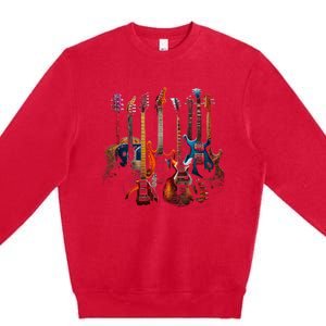 Guitars Guitarists Gift Premium Crewneck Sweatshirt