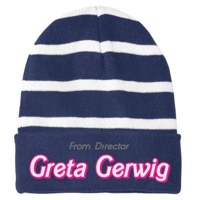 Greta Gerwig Striped Beanie with Solid Band