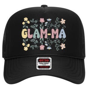 Groovy GlamMa Grandmother Flowers GlamMa Grandma High Crown Mesh Back Trucker Hat