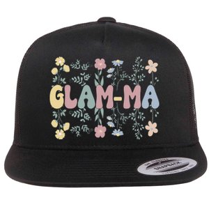 Groovy GlamMa Grandmother Flowers GlamMa Grandma Flat Bill Trucker Hat