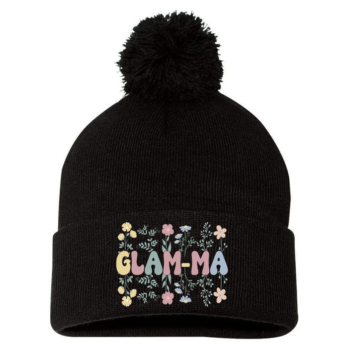 Groovy GlamMa Grandmother Flowers GlamMa Grandma Pom Pom 12in Knit Beanie