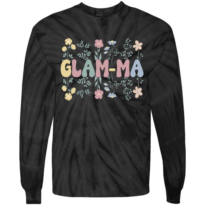 Groovy GlamMa Grandmother Flowers GlamMa Grandma Tie-Dye Long Sleeve Shirt