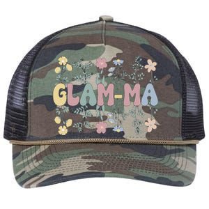 Groovy GlamMa Grandmother Flowers GlamMa Grandma Retro Rope Trucker Hat Cap