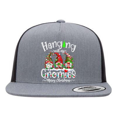 Gnome Garden Gnomes Hanging With My Gnomies Merry Christmas Flat Bill Trucker Hat