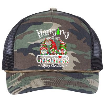 Gnome Garden Gnomes Hanging With My Gnomies Merry Christmas Retro Rope Trucker Hat Cap