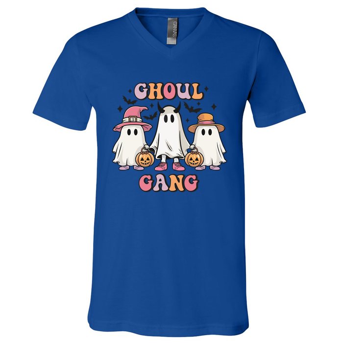 Ghoul Gang Groovy Boo Witch Funny Halloween Gift V-Neck T-Shirt