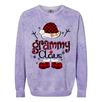 Grandma Gift Grammy Claus Red Plaid Colorblast Crewneck Sweatshirt