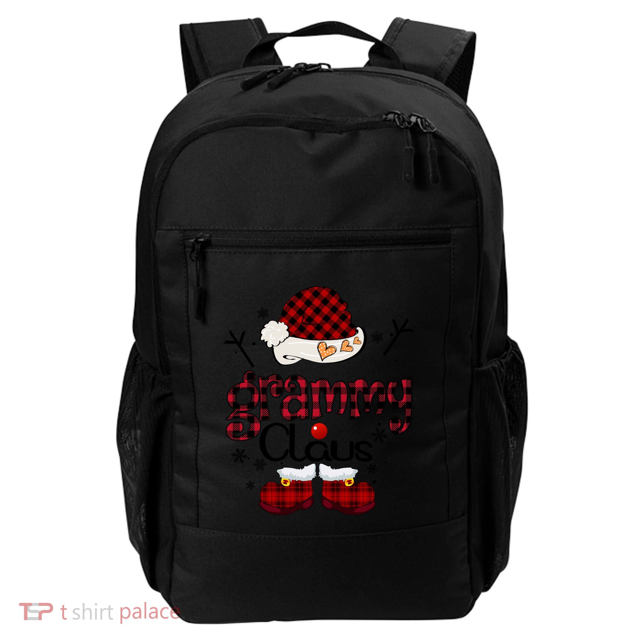 Grandma Gift Grammy Claus Red Plaid Backpack