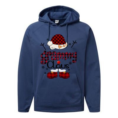 Grandma Gift Grammy Claus Red Plaid Performance Fleece Hoodie