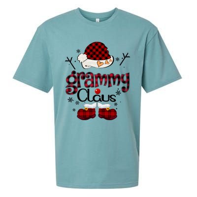 Grandma Gift Grammy Claus Red Plaid Sueded Cloud Jersey T-Shirt