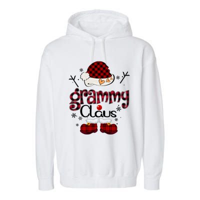 Grandma Gift Grammy Claus Red Plaid Garment-Dyed Fleece Hoodie