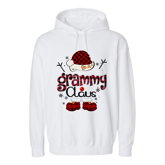 Grandma Gift Grammy Claus Red Plaid Garment-Dyed Fleece Hoodie