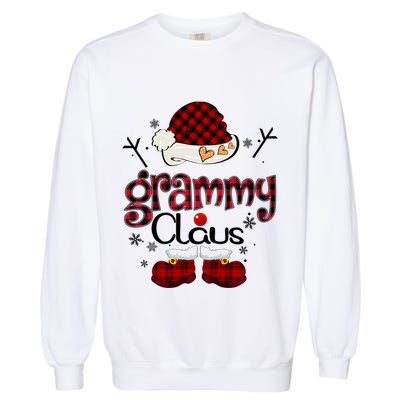 Grandma Gift Grammy Claus Red Plaid Garment-Dyed Sweatshirt