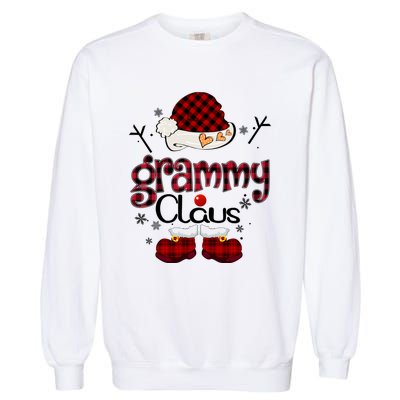 Grandma Gift Grammy Claus Red Plaid Garment-Dyed Sweatshirt