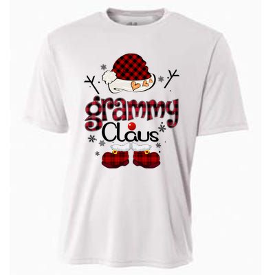 Grandma Gift Grammy Claus Red Plaid Cooling Performance Crew T-Shirt