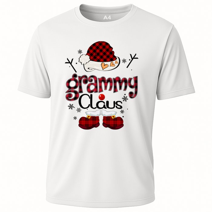 Grandma Gift Grammy Claus Red Plaid Cooling Performance Crew T-Shirt