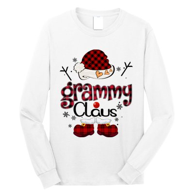 Grandma Gift Grammy Claus Red Plaid Long Sleeve Shirt