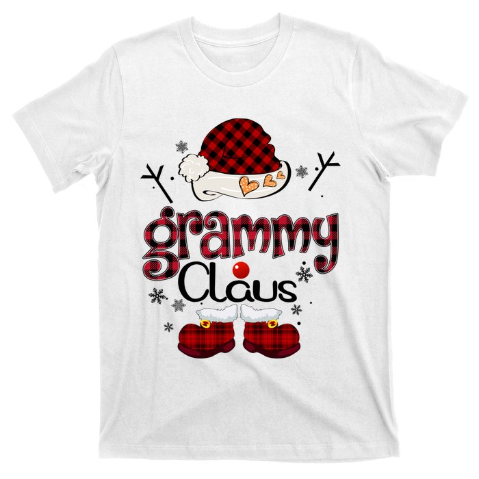 Grandma Gift Grammy Claus Red Plaid T-Shirt