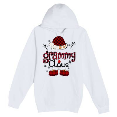 Grandma Gift Grammy Claus Red Plaid Premium Pullover Hoodie