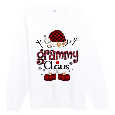 Grandma Gift Grammy Claus Red Plaid Premium Crewneck Sweatshirt