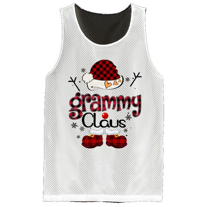 Grandma Gift Grammy Claus Red Plaid Mesh Reversible Basketball Jersey Tank