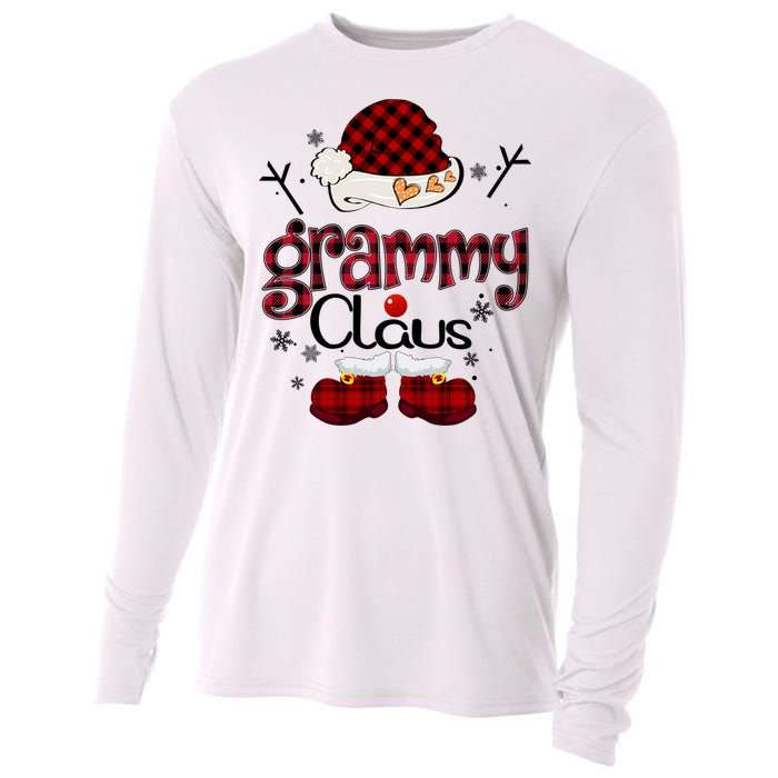 Grandma Gift Grammy Claus Red Plaid Cooling Performance Long Sleeve Crew