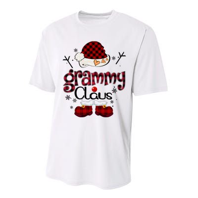 Grandma Gift Grammy Claus Red Plaid Performance Sprint T-Shirt